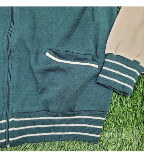 Vintage Wilson green/ ivory preppy varsity jacket soft zip sweatshirt. M - Picture 9 of 9