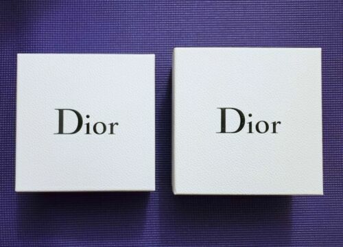 DIOR gray logo white textured square Gift nesting Box Empty storage set lot x 2  - Picture 3 of 9