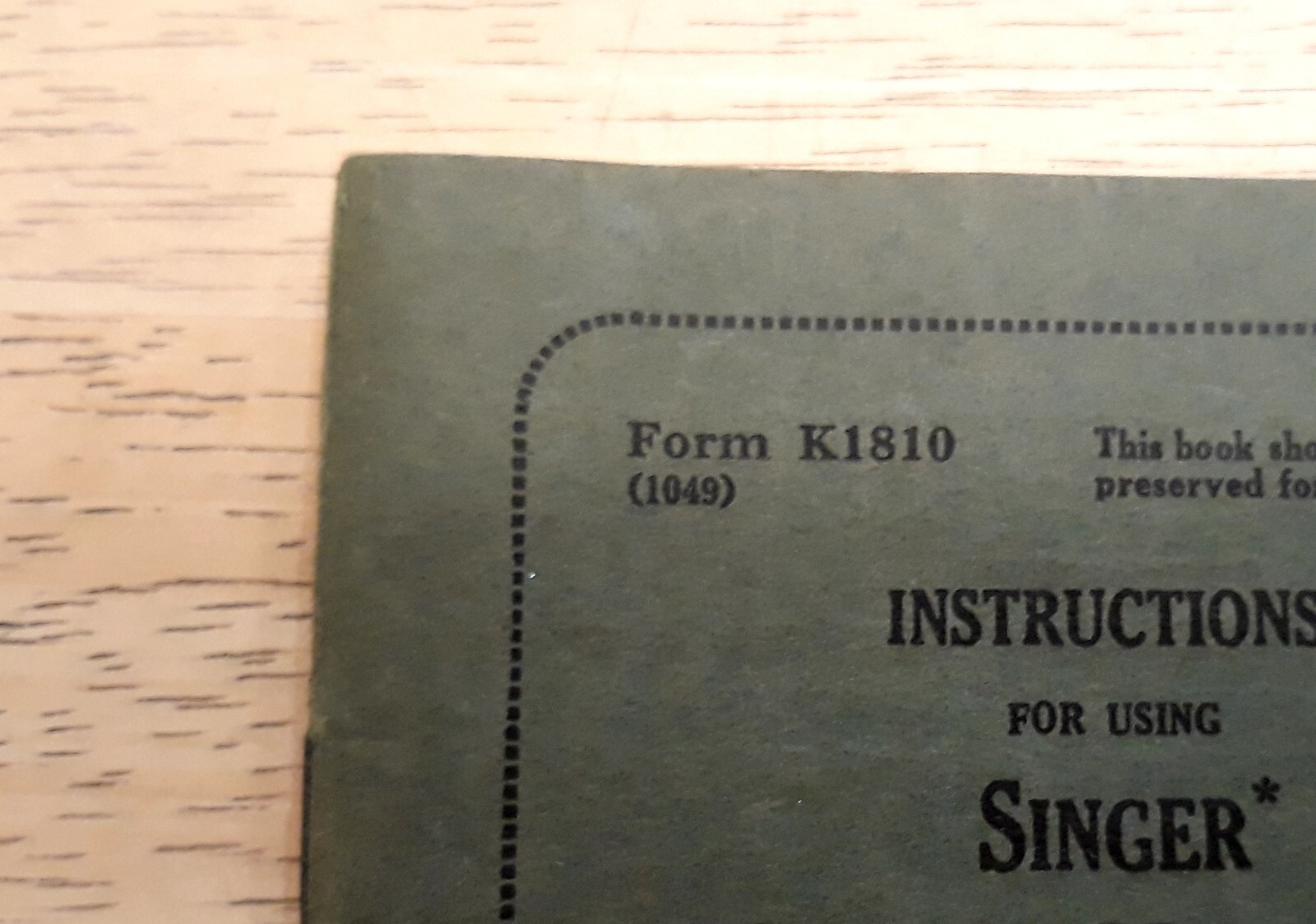 Original Singer Sewing Machine 1949 Owner's Instruction Manual for 99