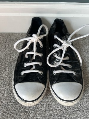 Converse All Star Trainers Black Glitter Sparkly Low Rise UK Size
