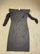 NWT KAY UNGER New York Little Black Lined Off The Shoulder Evening Dress Size 8