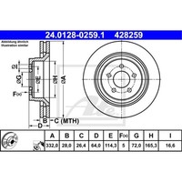 Ate 2X Bremsscheibe Vorne Ø332 Mm BelüFtet Beschichtet FüR Jeep Cherokee Kk 2.8