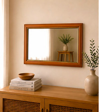 Rectangular Wood Effect Brown Framed Wall Mirror 57.5x47.5cm Horizontal