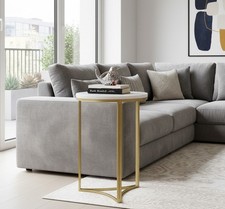 Image of Gabriella Accent Side Table/Round Marble Top End Table,White-ST109MW