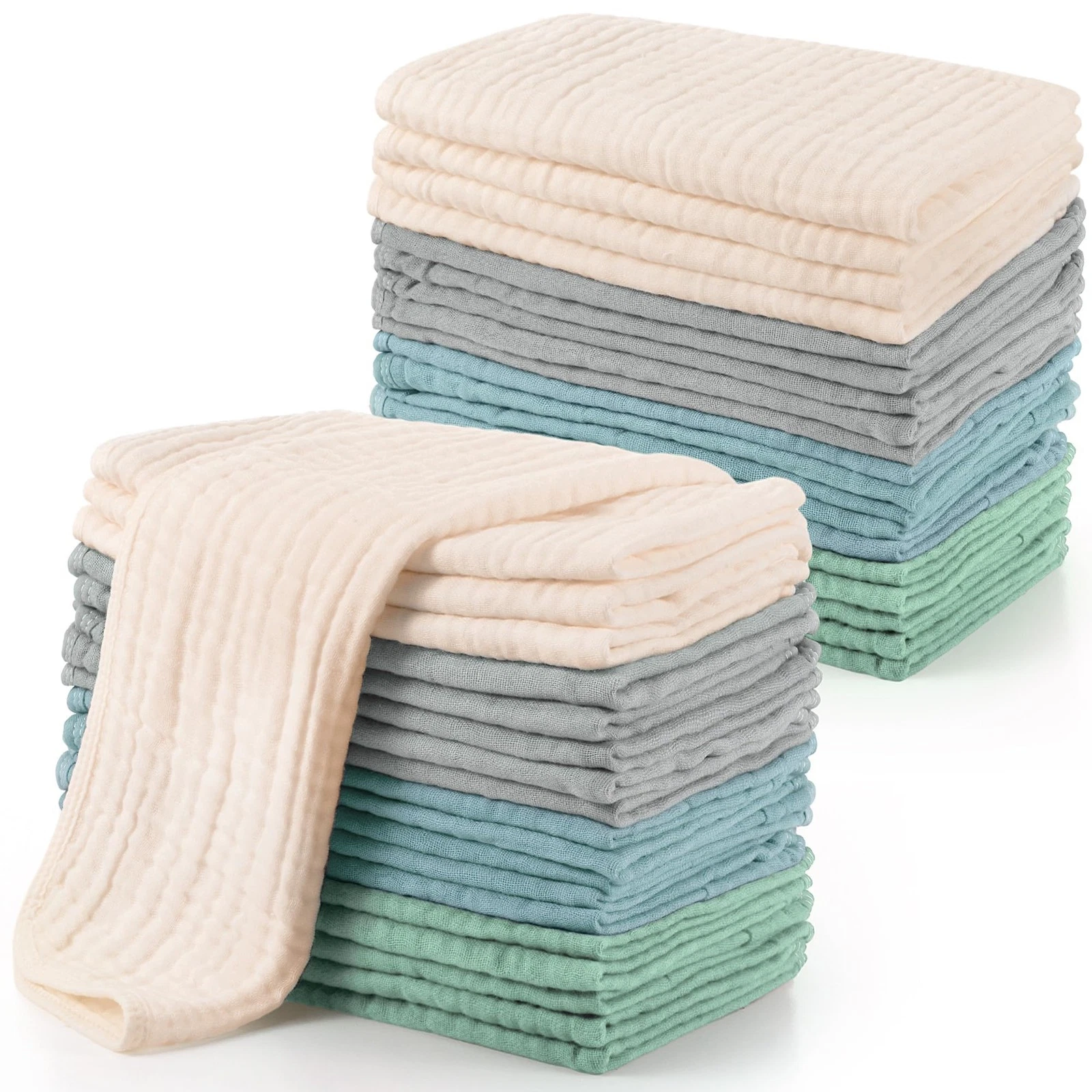 20 PCS Muslin Burp Cloths 100% Cotton 6 Layers Extra Soft Washcloths Baby