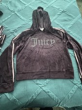Juicy Couture Burgundy Velour 3-Piece Tracksuit Set Hoodie Pants Shorts L