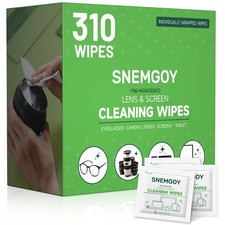 310 Count Lens Cleaning Wipes, Pre-Moistened Individually Wrapped Glasses W...