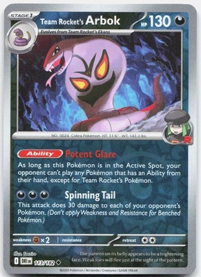 Team Rocket's Arbok 113/182 NM Destined Rivals Uncommon Reverse Holo Pokemon