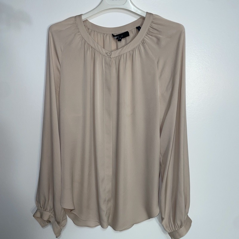 Theory-"ROMANTIC BLOUSE" in Blush-100% Silk Satin-Size Large- Pre owned