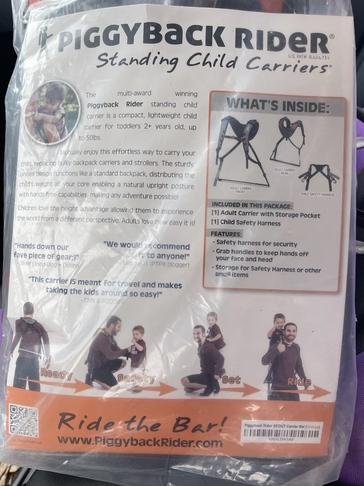 Piggyback Rider Scout Standing Child Toddler Carrier Backpack Orange - Brand New - Image 3 of 4