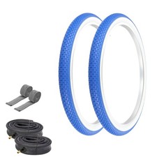 PRO TIRES 26 x 2.125 Blue/White G-5009 W/ HEAVYDUTY TUBES RIM STRIPS