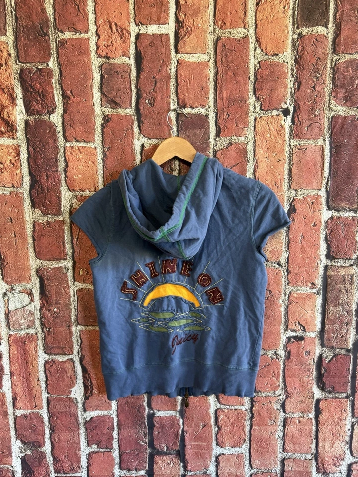 Juicy Couture Womens Blue Sleeveless Hooded Full Zip Sweatshirt Size Medium - Image 2 of 3