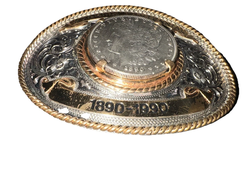 Wyoming Centennial 1890-1990 Belt Buckle Montana Silversmiths - Image 4 of 4