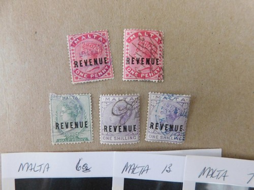 MALTA REVENUE`S USED, ONE SHILLING, 1/2 PENNY & ONE PENNY - Picture 1 of 1