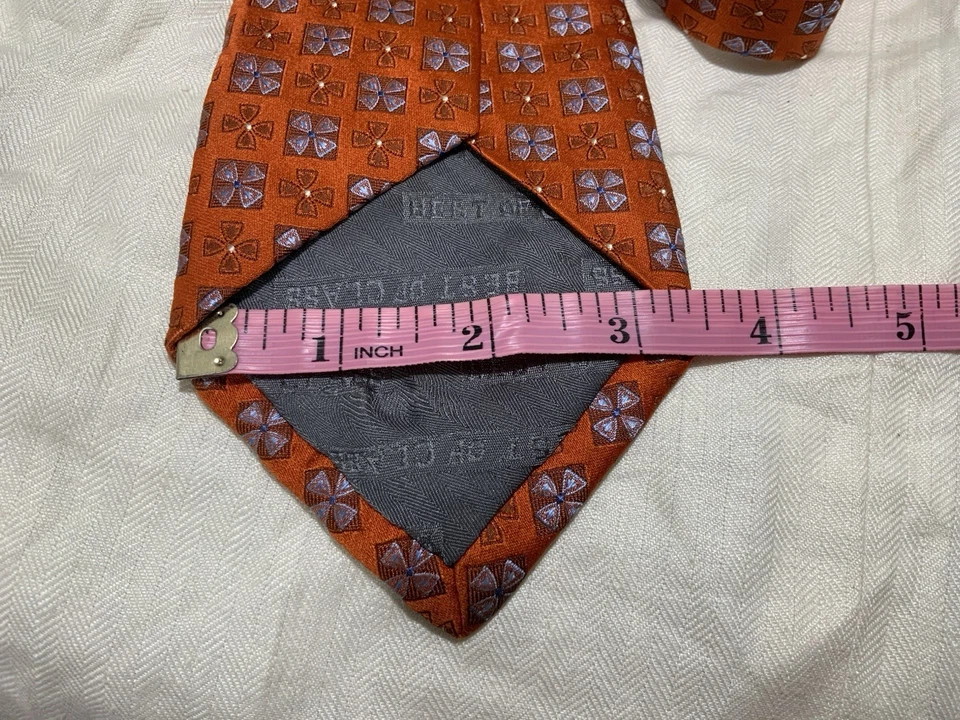 Corbata Robert Talbots Best Of Class Naranja Geométrica Seda Estampada Hombre’s PEC Foto 4 de 4