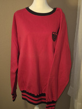 Vintage Red POLO Crest Sweatshirt Black Trim Preppy Retro Style