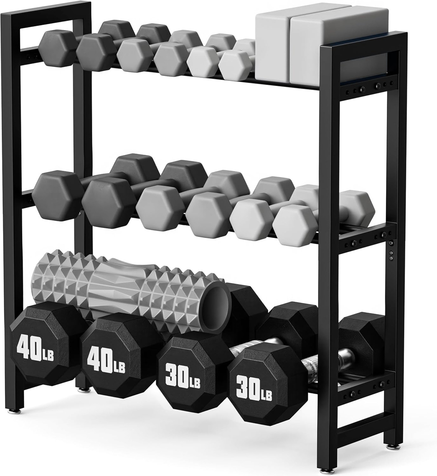 3 Tier Adjustable Dumbbell Rack - Heavy-Duty 450LB Capacity Weight Storage Stand