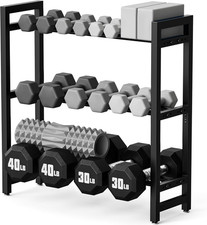 Imagen de 3 Tier Adjustable Dumbbell Rack - Heavy-Duty 450LB Capacity Weight Storage Stand