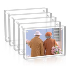 Sezanrpt 5 Pack 3.5x5 Acrylic Photo Frames Double-Sided Magnetic Picture Frame