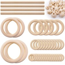 93 Pcs Macrame Kit Includes 4pcs Macrame Wooden Sticks 34pcs Wooden Rings Cir...