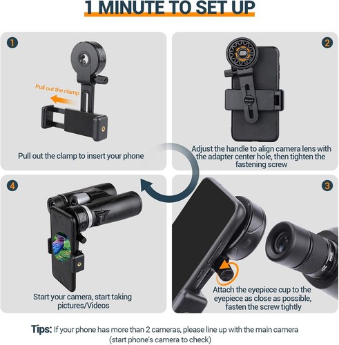 LAKWAR Telescope Phone Adapter, Universal Cell Mount Compatible Black - Picture 4 of 9