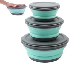 Faltschüssel Mit Deckel, 3 Stück Camping Faltbare Schüssel, Tragbare Salatschüss