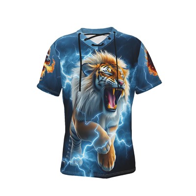Lion Tiger  with Lightning & Electric Print, Men's/ Women's /Unisex T-shirt, Tee