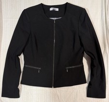 Calvin Klein Black Full-Zip Blazer Structured Jacket Women  s Size 10 38  Chest 