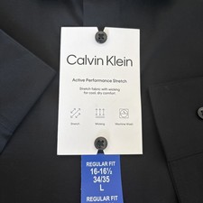 Calvin Klein Men's ACTIVE Performance Stretch Shirt, Black, Lg 16-16.5, 34/35
