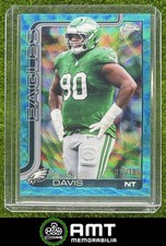 Jordan Davis 2025 Topps Chrome 16/199 Aqua Wave Refractor Eagles