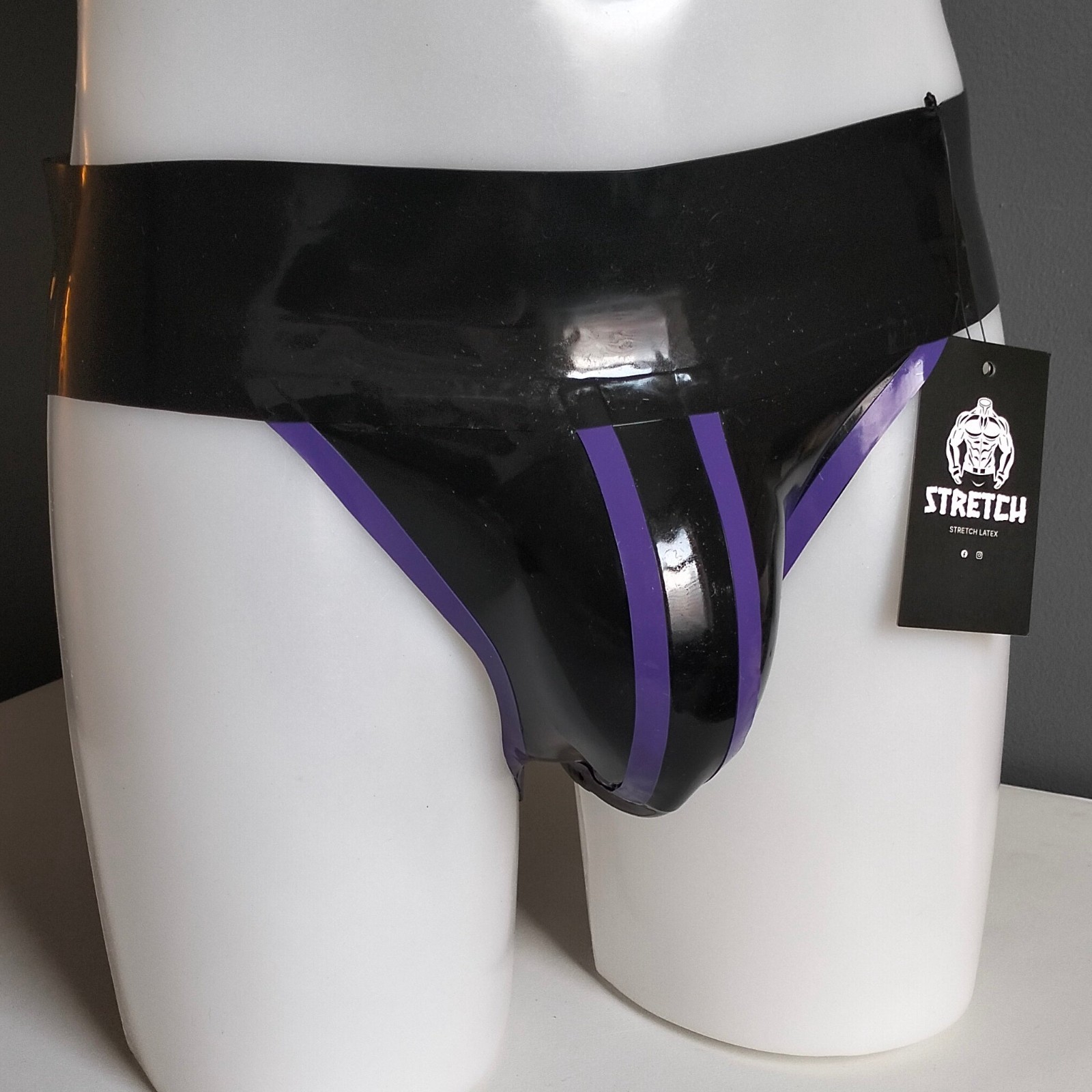 STRETCH - LATEX WIDE BAND JOCK STRAP - PURPLE - FREE DELIVERY