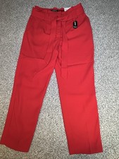 NWT EXPRESS RED HIGH WAISTED EDITOR STRAIGHT ANKLE PANTS SZ 8S 69