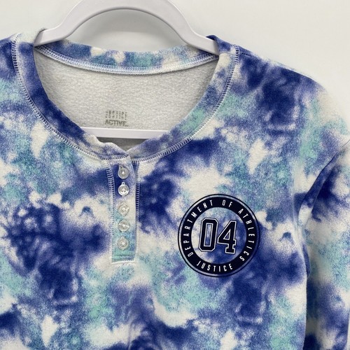 Justice Active Girls Tie Dye Round Neck Long Sleeve Pullover Sweatshirt 14/16 - Picture 3 of 10