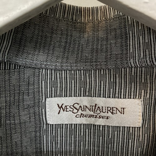 YSL Yves Saint Laurent Casual Shirt Men Sz XL Pocket ShortSleeve Cotton Mix Grey - Picture 4 of 9