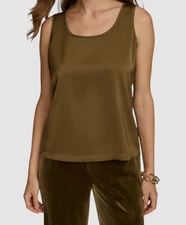 Donna Karan New York Women's Green Scoop-Neck Tank Top Size XS