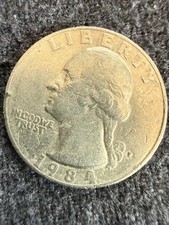 1984 P Quarter Errors, Filled In  P , Touching Letters In God We Trust