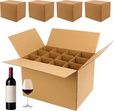 4 Pack Glass Moving Boxes w Dividers, 16x12x12in Corrugated Kit for Dishes