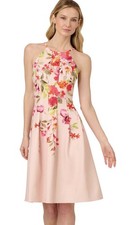 Adrianna Papell Womens Floral Halter Midi Dress Size 12 Retail $159 NWT