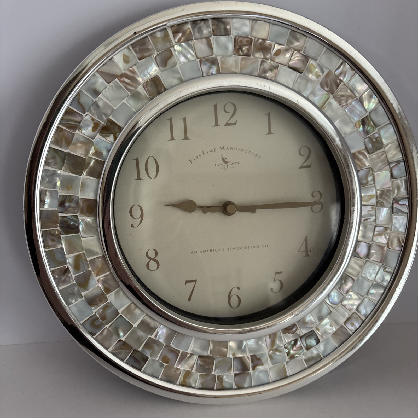 FirsTime & Co. Pearl Mosaic Wall Clock Browns 12-3/4" Diamet