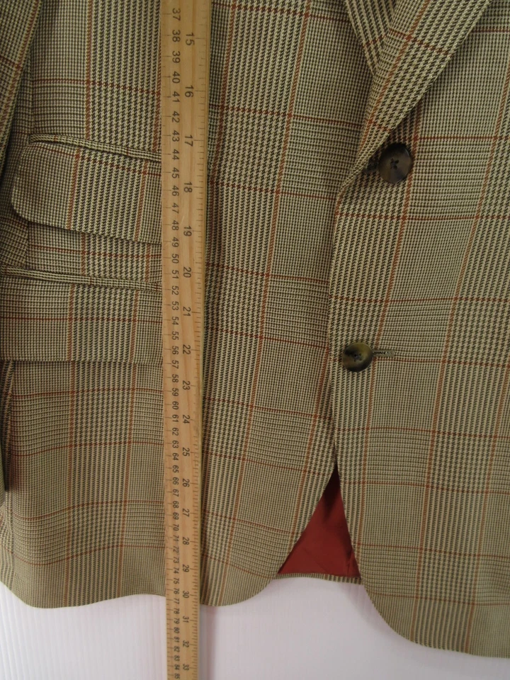 Casaco esportivo masculino vintage Paul Stuart 40 bege blazer lã seda janela jaqueta * - Imagem 4 de 4