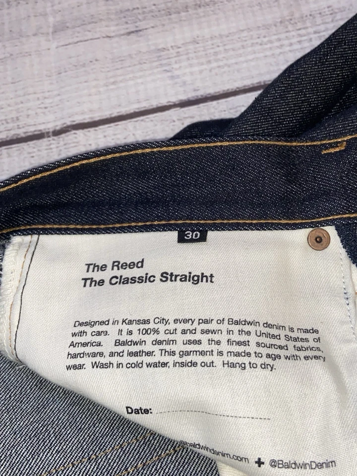 Pantalones de mezclilla Baldwin The Reed clásicos con ribete recto para hombre talla 30 con medidas Foto 4 de 4