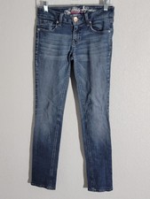 refuge jeans womens size 4 skinny stretch distressed low rise denim blue