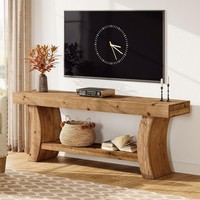 63-Inch Solid Wood TV Stand for 55-75 TVs, Modern Entertainment Center Console