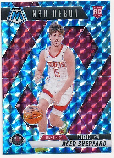 REED SHEPPARD 2024-25 PANINI MOSAIC BLUE REACTIVE PRIZM #252 RC NBA DEBUT