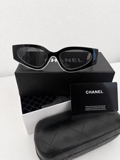 Chanel Designer Sunglasses Black Frame Dark Lenses With Box