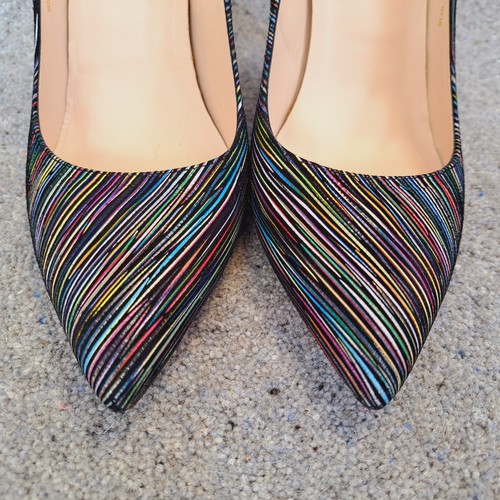 LK Bennett Court Shoes Black Multicolour 41 UK 8 Leather 4" Stiletto Heel - Picture 3 of 11