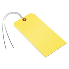 100 Pack 6.25 x 3.125 Inch Yellow TearProof Plastic Tags With Wires Eyelet