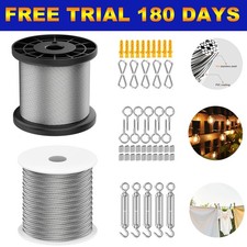 30M/50M Garden Wire Rope Climbing Plants Turnbuckle Wire Tensioner Strainer Kit