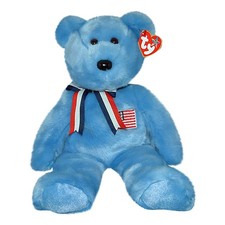 1 X TY Beanie Buddy - AMERICA the Bear Blue Version