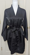 VTG Dragon Embroidered Black Women's Robe,One Size, Tie Belt